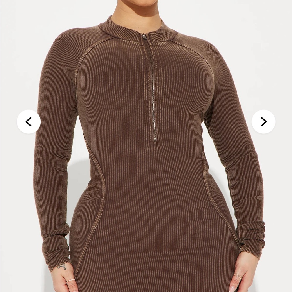 Fashion Nova Chocolate Ribbed Maxi Dress